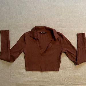 Zara cropped polo - size small. Worn once - like new.